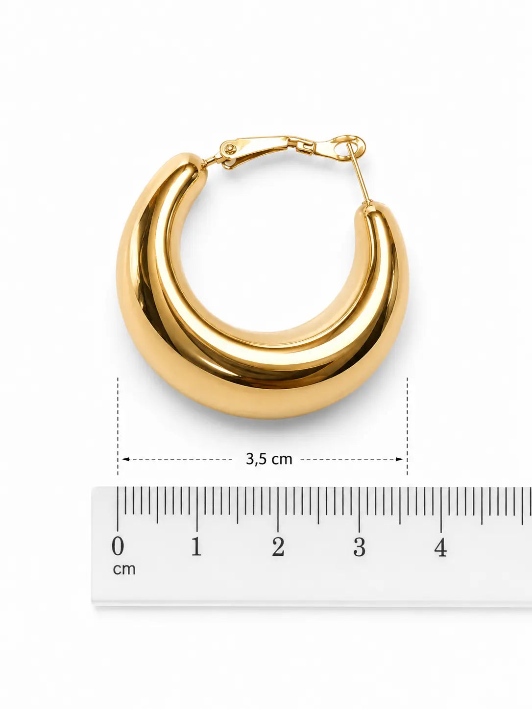 Orecchini a cerchio chunky dorati 3,5 cm