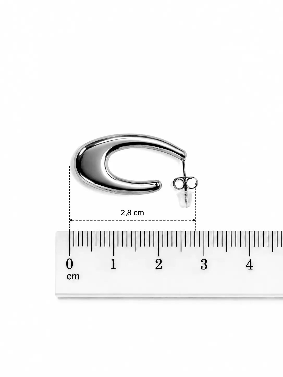 Orecchini argentati a cerchio ovale bombato 2,8 cm