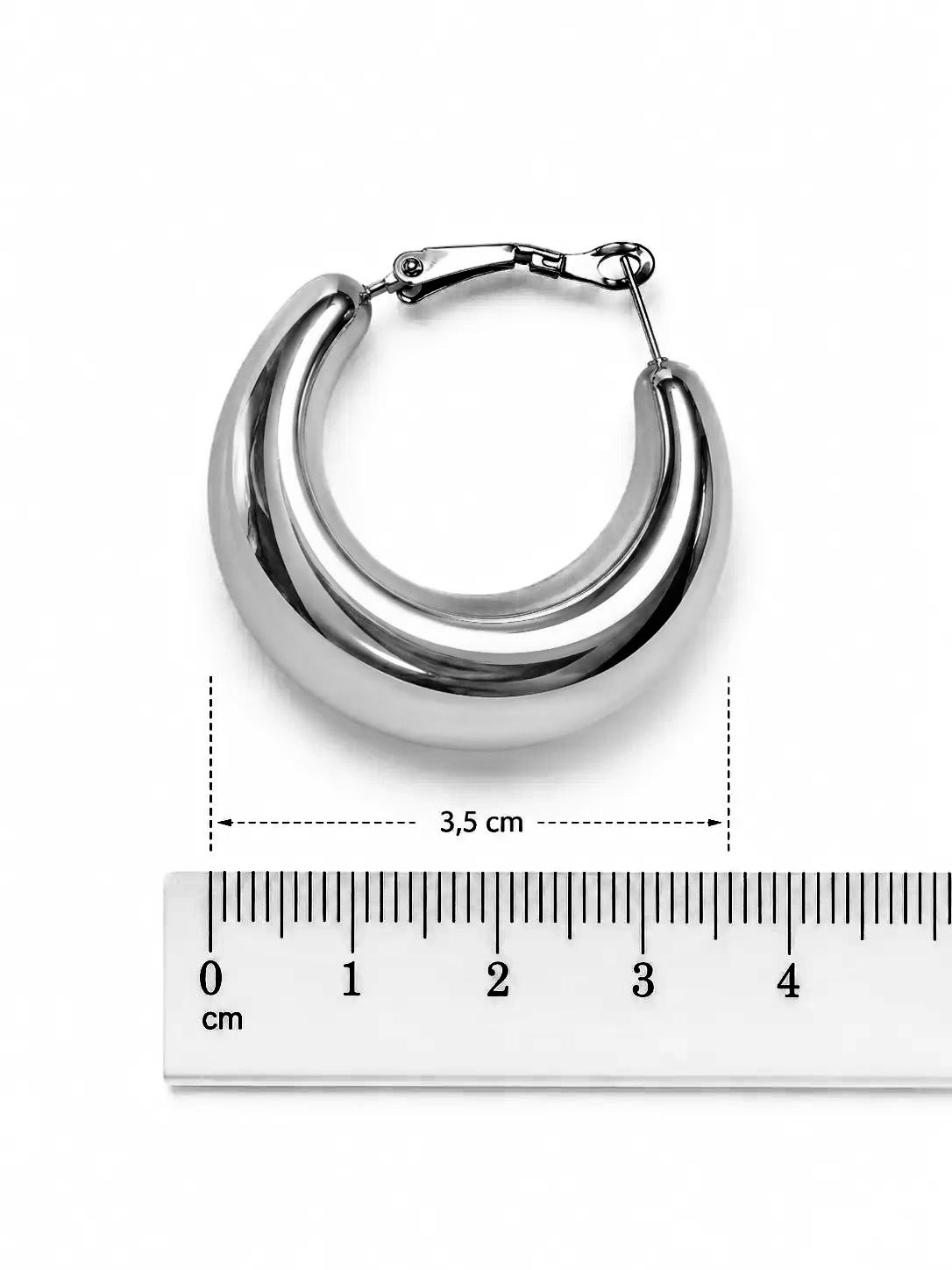 Orecchini argentati chubby a cerchio 3,5 cm