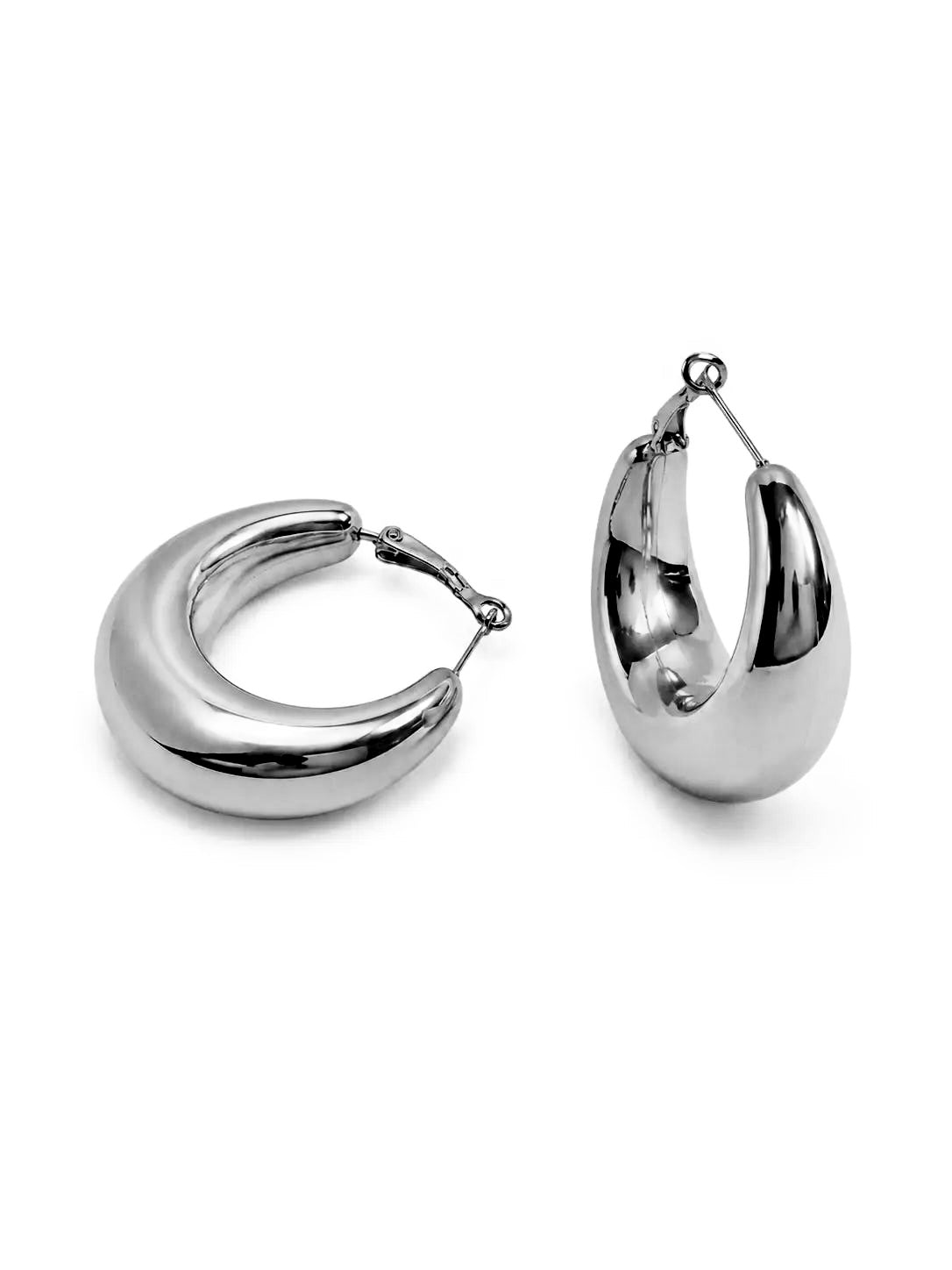 Orecchini argentati chubby a cerchio 3,5 cm