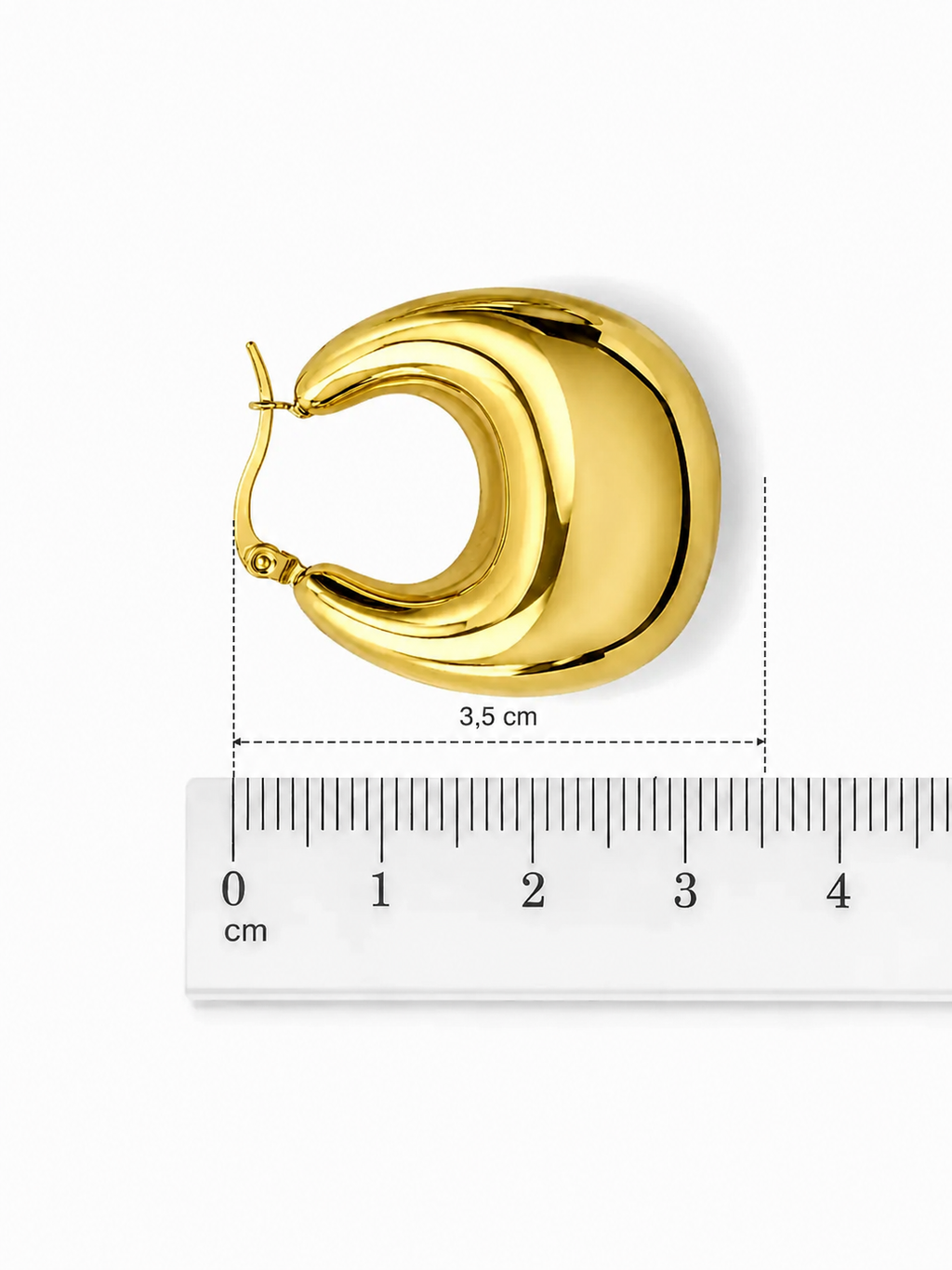 Orecchini dorati chubby bombati 3,5 cm